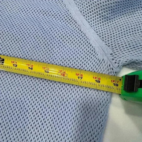 Dana Buchman periwinkle blue open weave knit top with bottom knot tie sz XL - Picture 7 of 10